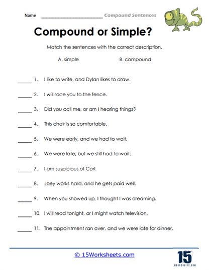 Compound Sentences 1 Worksheet