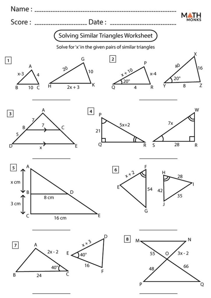 Congruent Triangles Worksheet With Answer Onlineworksheet my id In