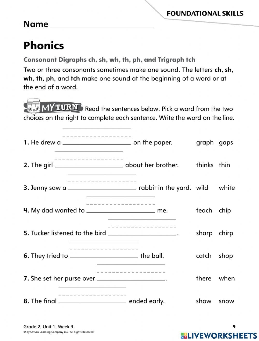digraphs worksheets