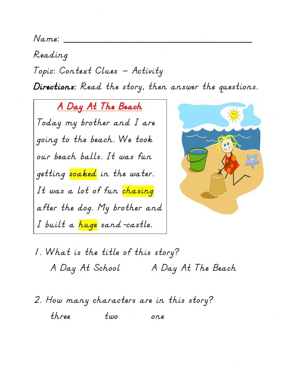 context clues worksheet