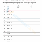 Converting Mixed Decimals To Fractions Worksheet Worksheets Library