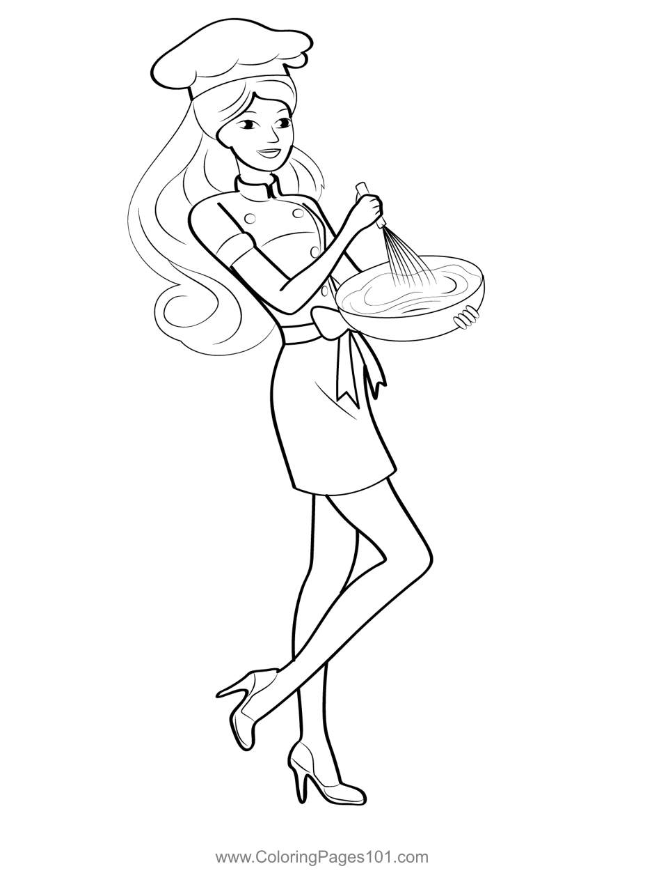 Cooking Barbie Coloring Page For Kids Free Barbie Printable Coloring 