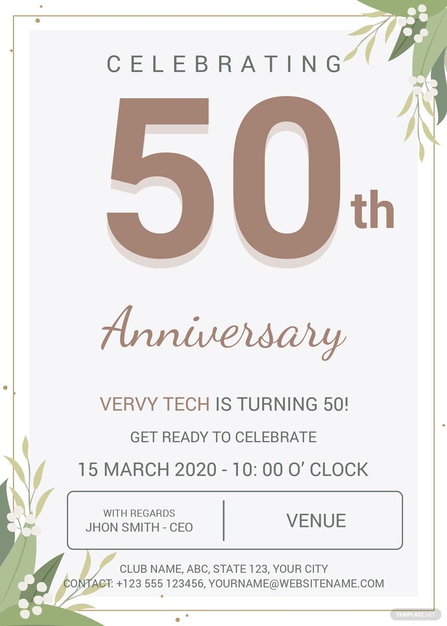 Corporate Anniversary Invitation Template In Publisher Illustrator 
