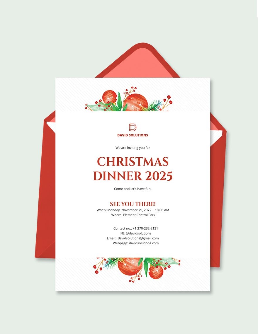 Corporate Christmas Dinner Invitation Template In Illustrator PSD 