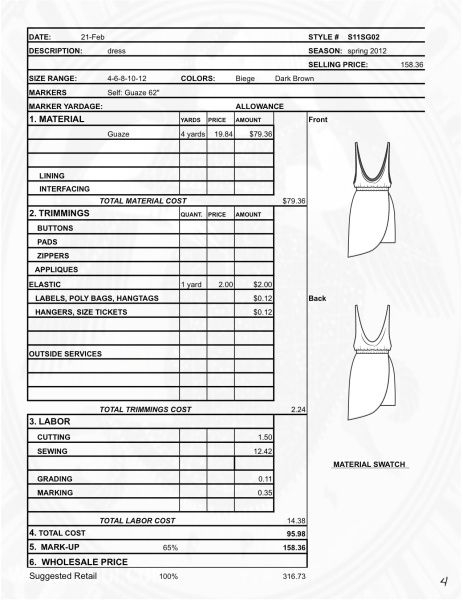 Cost Sheet For Women 39 s Tank Top