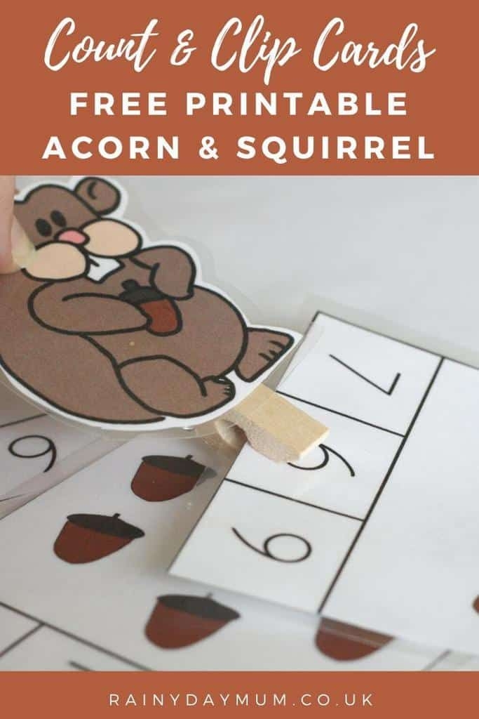 Count And Clip Cards With The Words Free Printable Acorn And Squirrel 