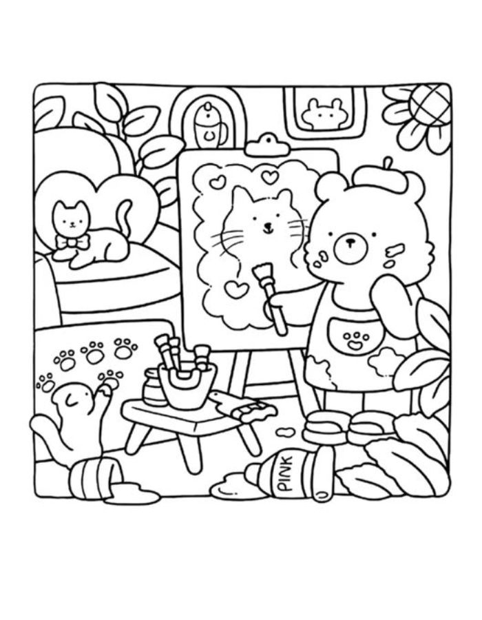 printable coloring pages cozy friends