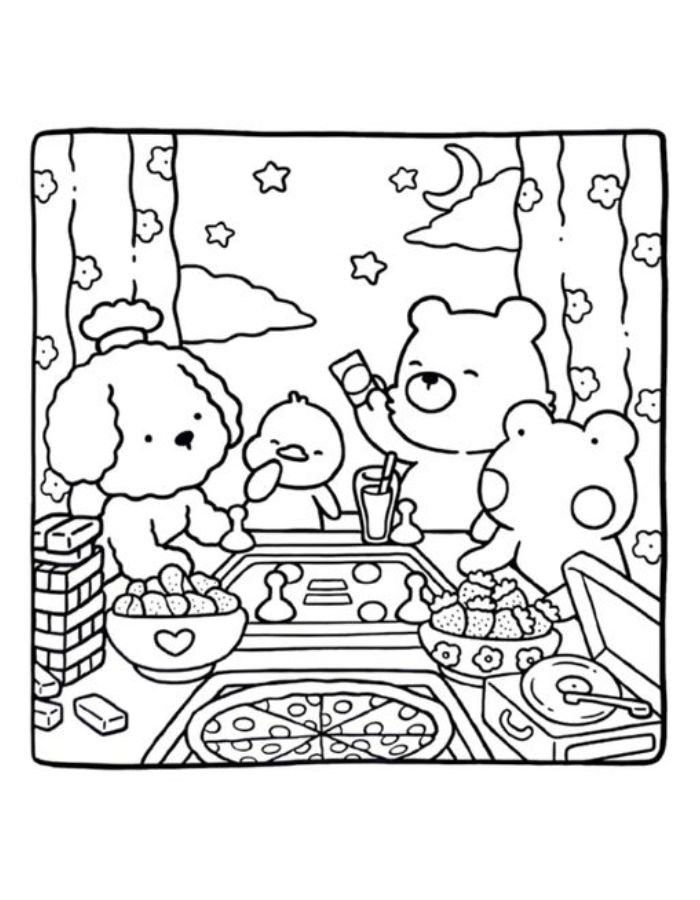 Cozy Friends Coloring Pages Free Printable PDF 