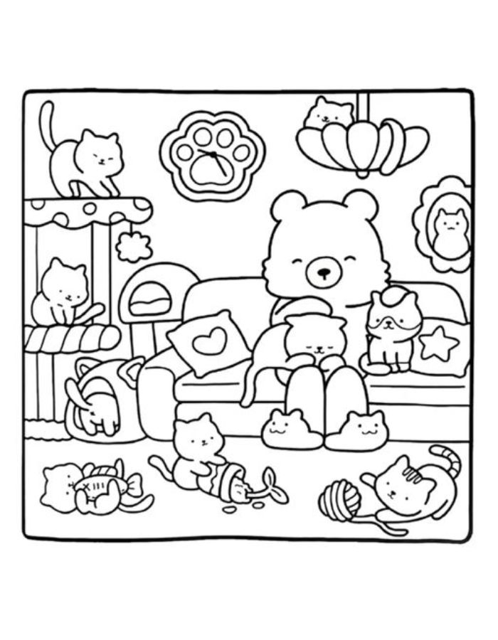 Cozy Friends Coloring Pages Free Printable PDF 