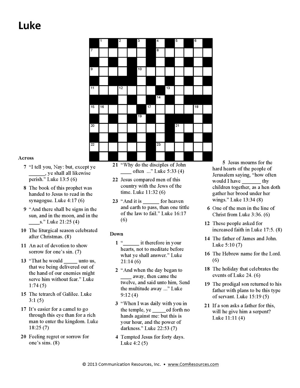 Crossword Puzzle Easy Printable Puzzles For Seniors Bible Crossword 