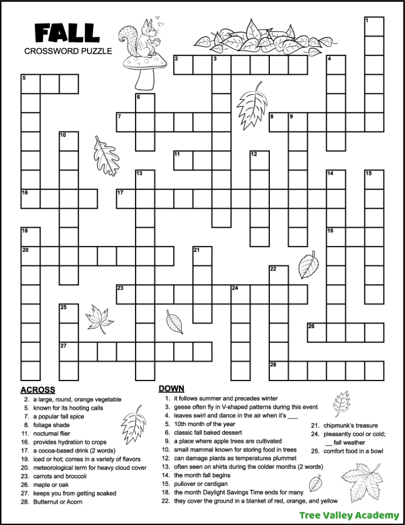 free crossword puzzle printable
