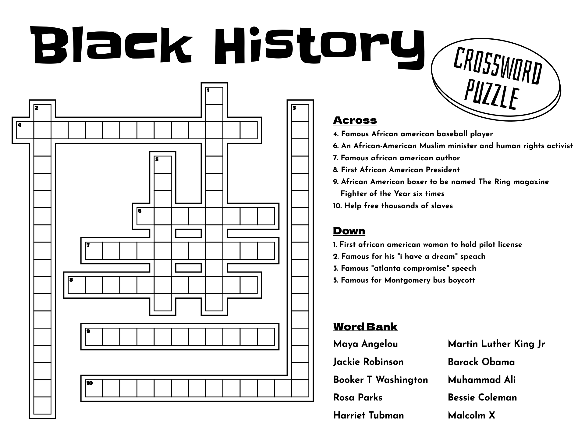 easy printable crossword puzzle