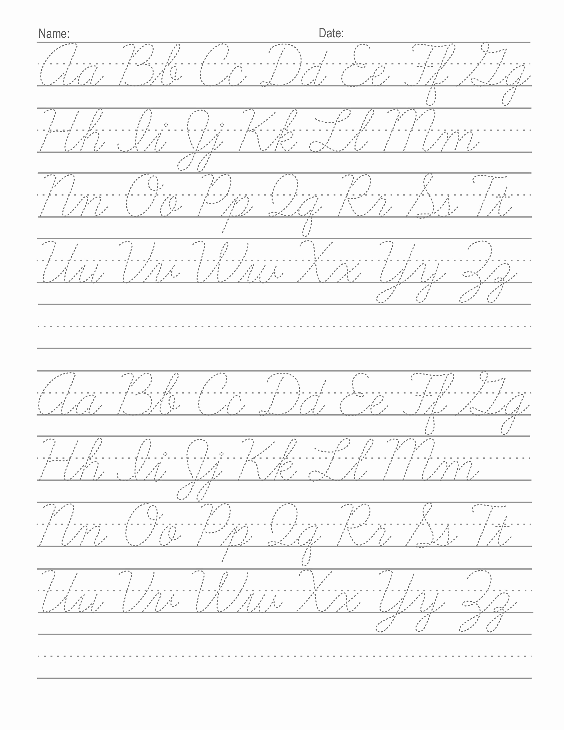 Cursive Alphabet Worksheets Pdf Luxury Cursive Alphabet Tracing 