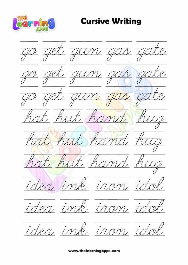 Cursive Handwriting Practice Worksheet Alphabets A z Your Home