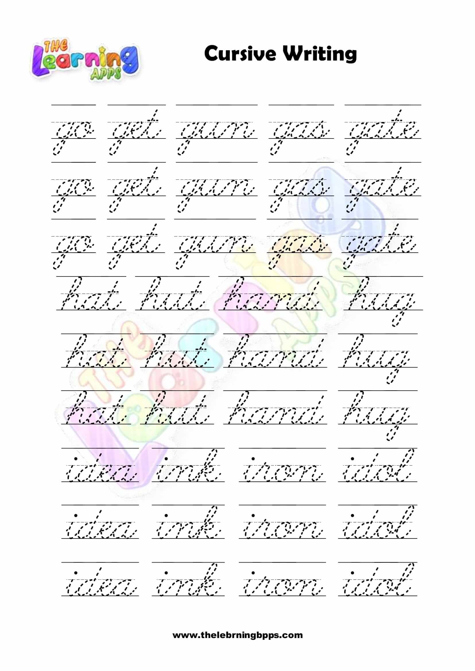 Cursive Handwriting Practice Worksheet Alphabets A z Your Home 