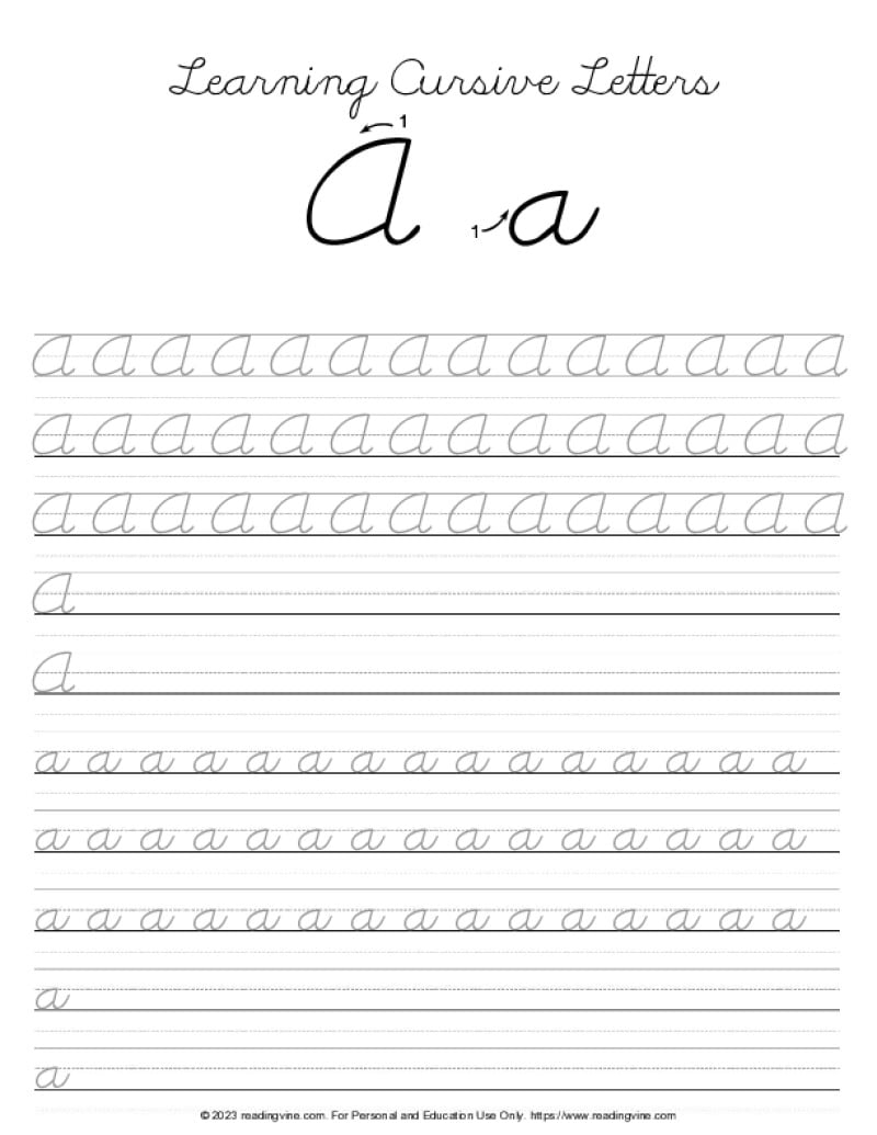 Cursive Writing Practice Sheets PDF ReadingVine Worksheets Library