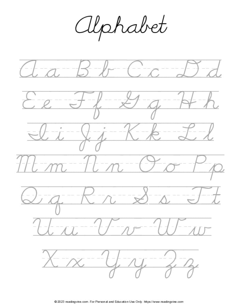 Cursive Writing Practice Sheets PDF ReadingVine Worksheets Library