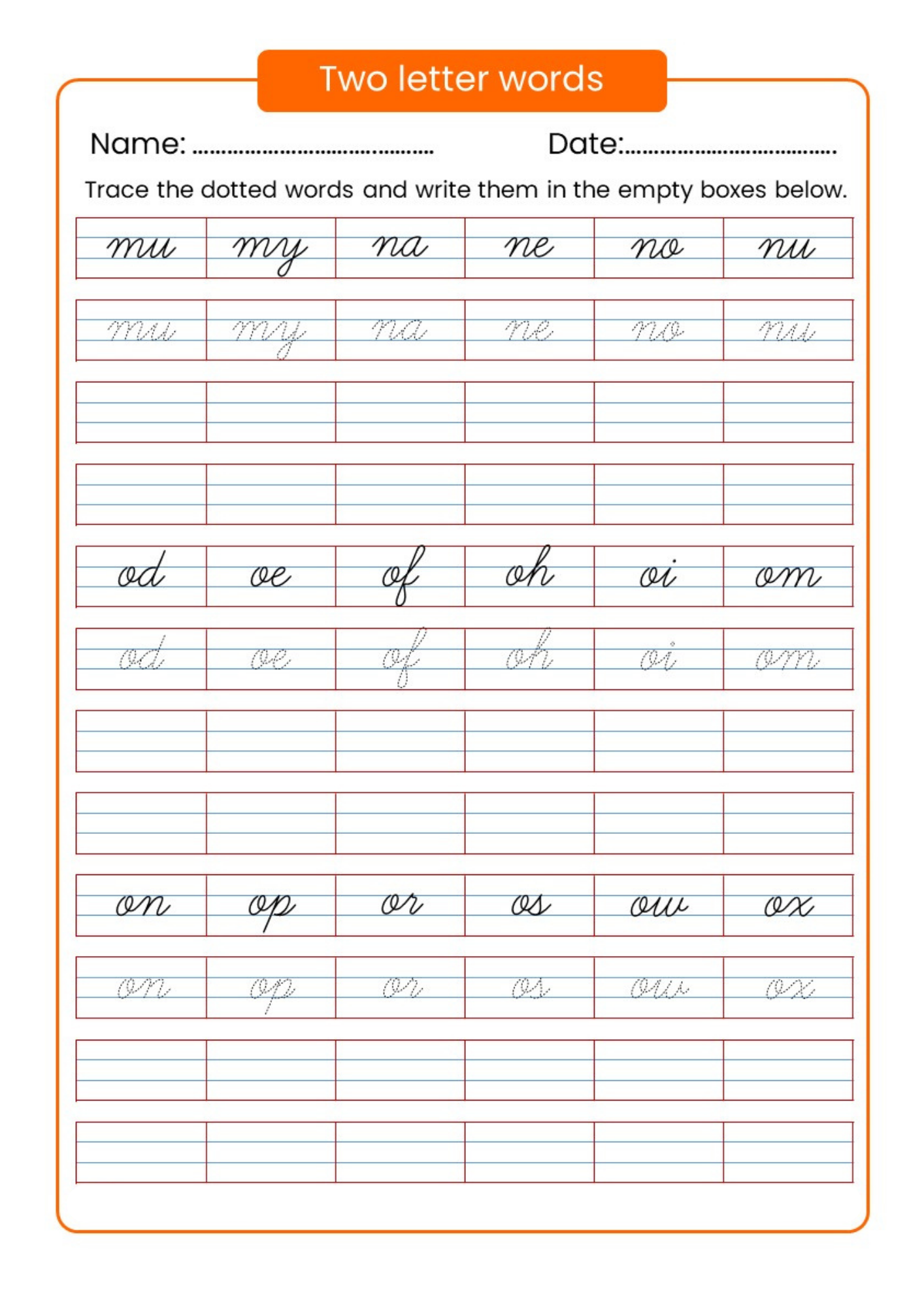 cursive worksheet