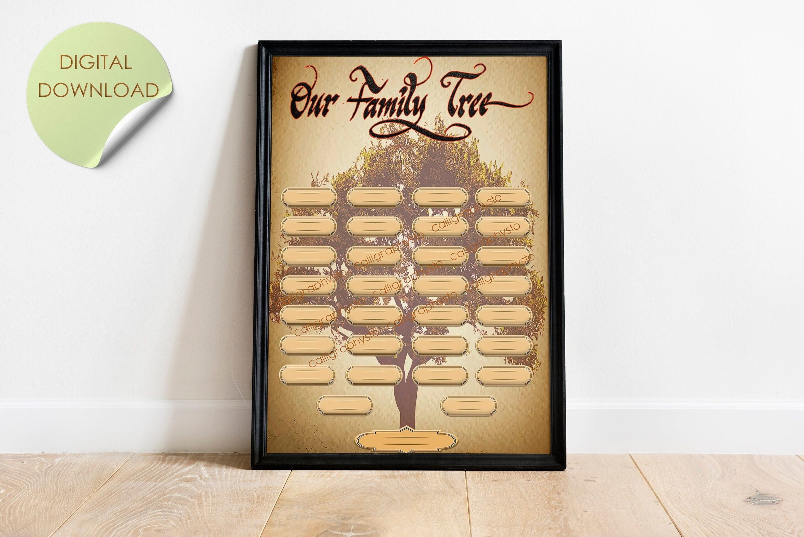 Custom Family Tree Printable 8 Generation Template INSTANT DOWNLOAD 