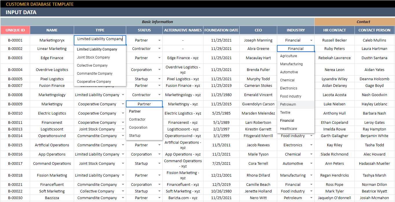Customer Database Google Sheets Template Client Dashboard