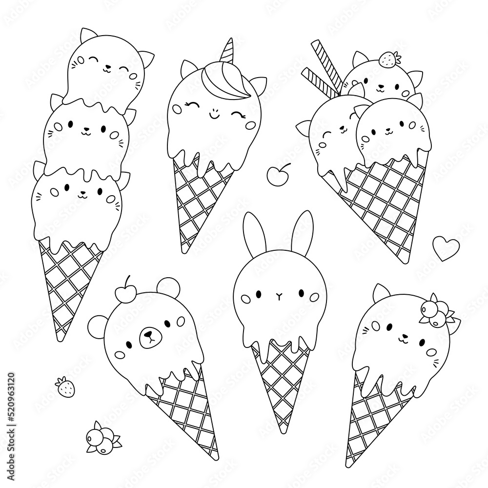 Cute Cartoon Food Coloring Pages