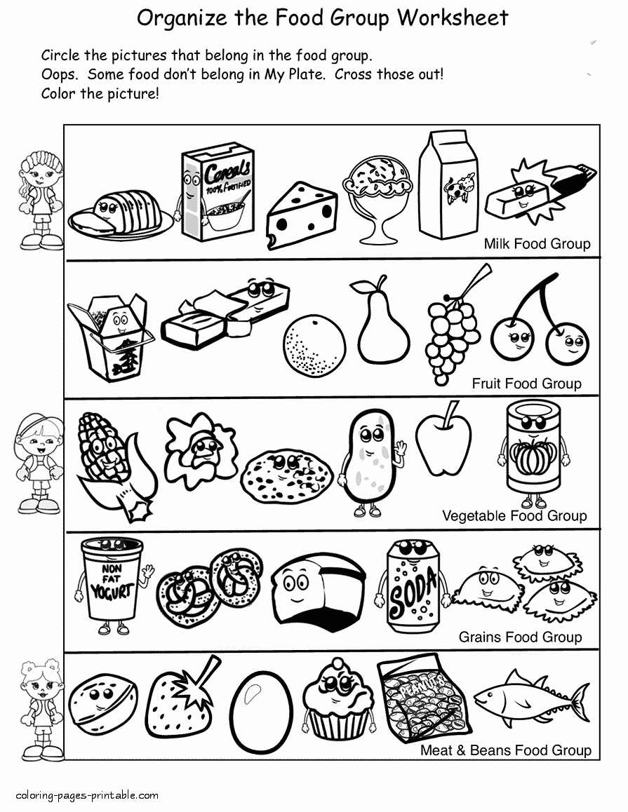 Cute Food Coloring Pages Food Group Worksheet COLORING PAGES 
