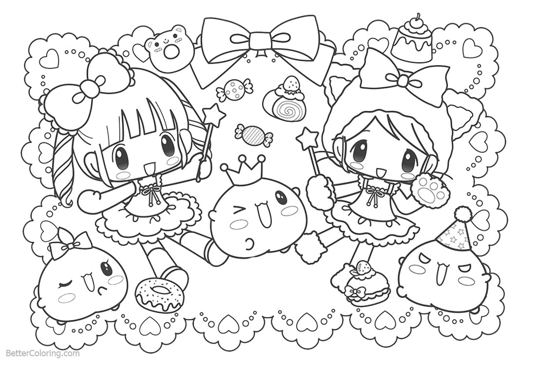 Cute Food Coloring Pages Girls And Candies Free Printable Coloring Pages