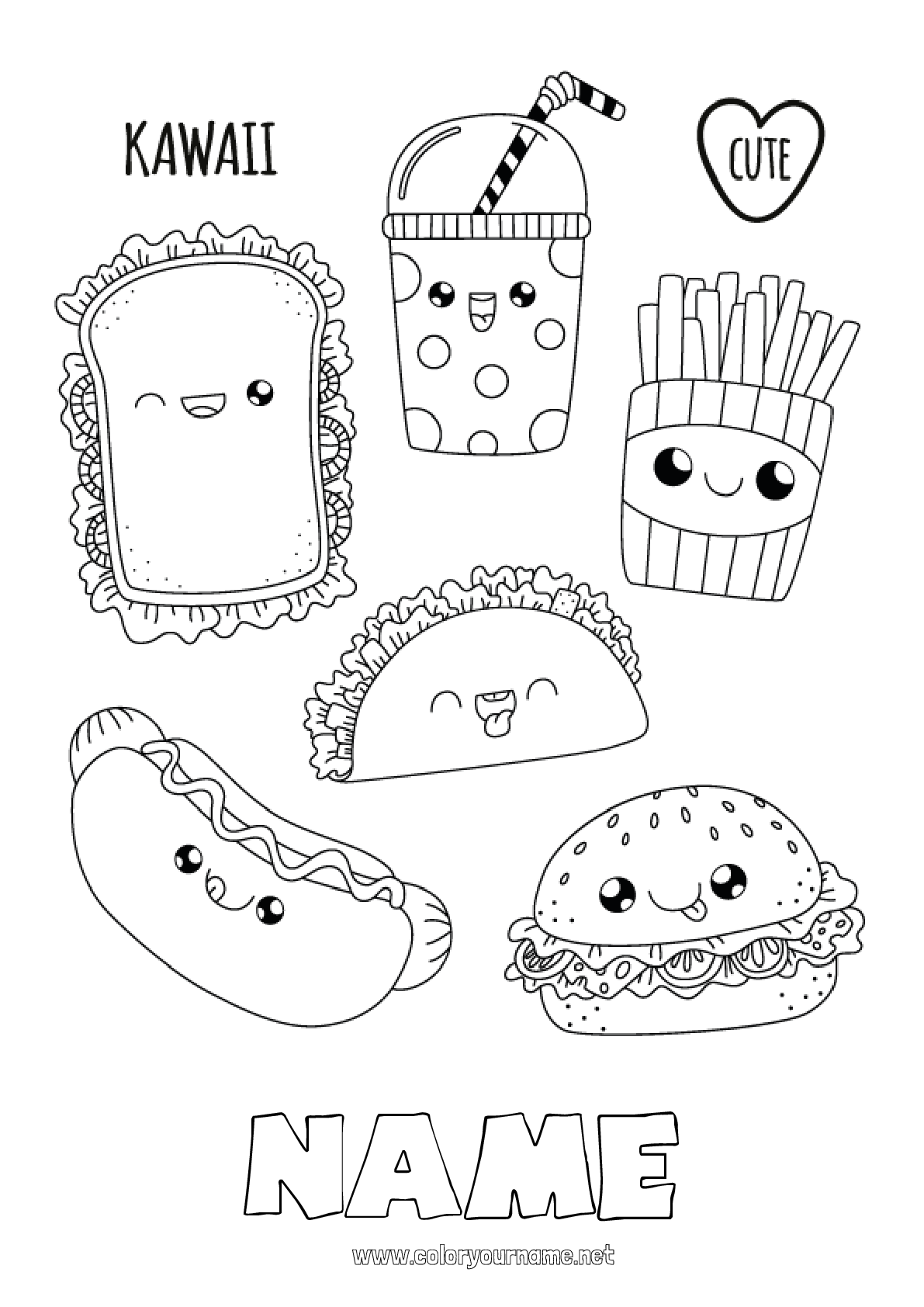 Cute Food Coloring Pages