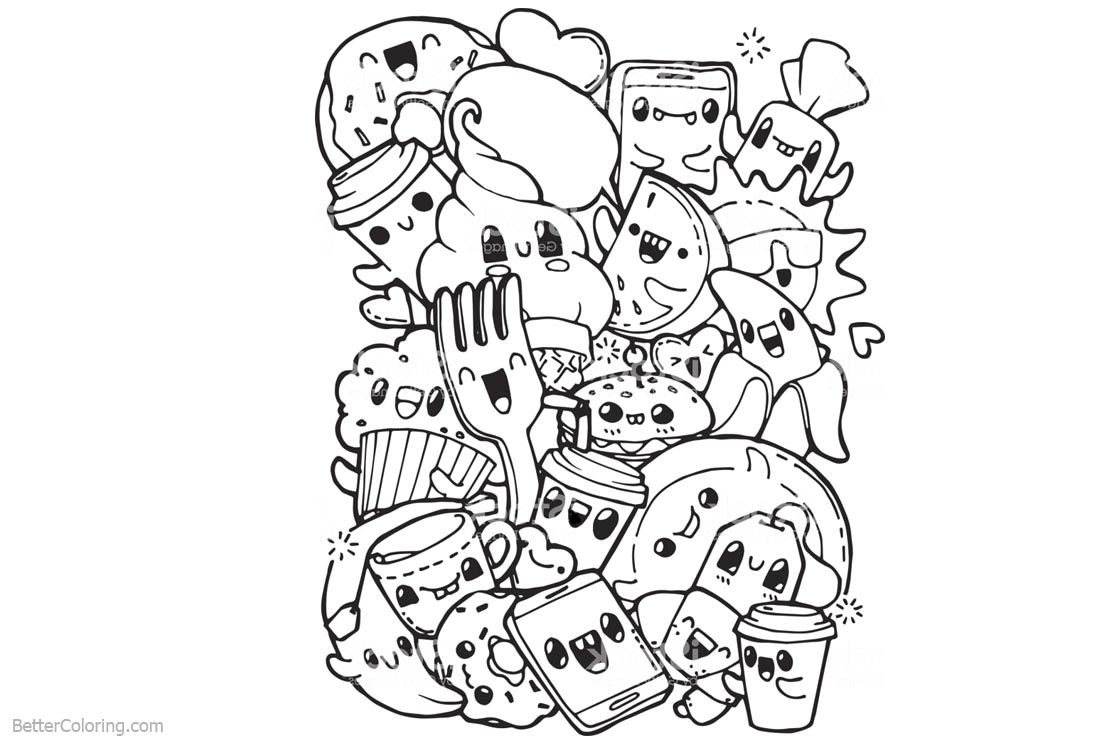 Cute Food Drawings With Faces Coloring Pages Coloring Pages