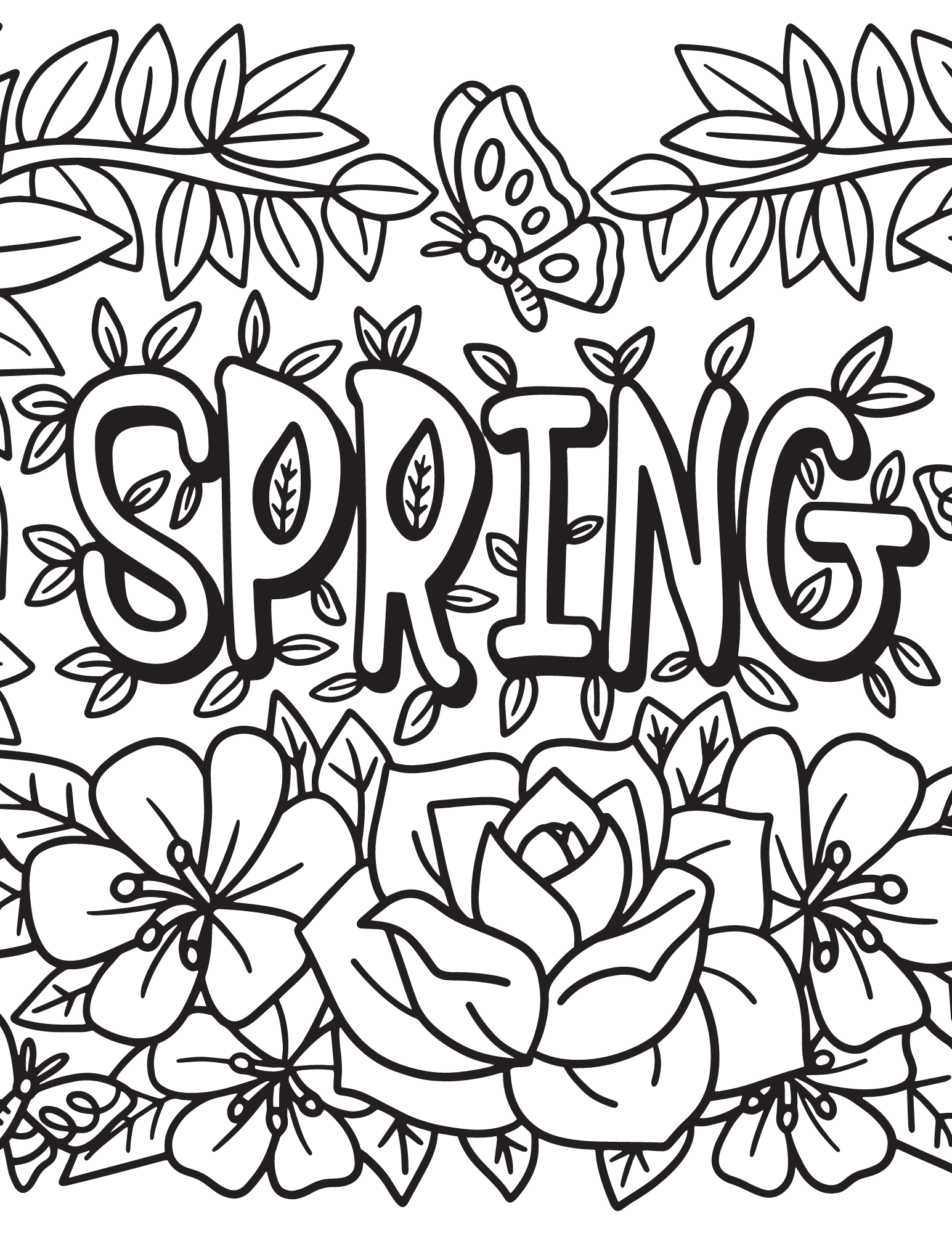 Cute Spring Coloring Page For Kids And Adults Coloring Home