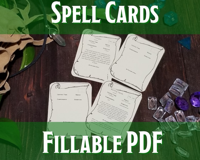 D D Spell Cards Printable