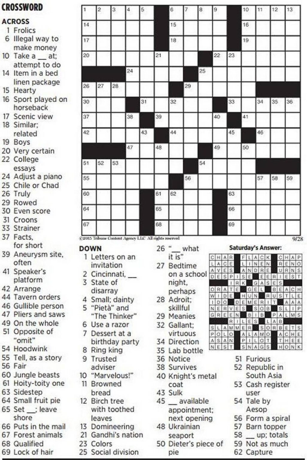 crossword puzzle printable