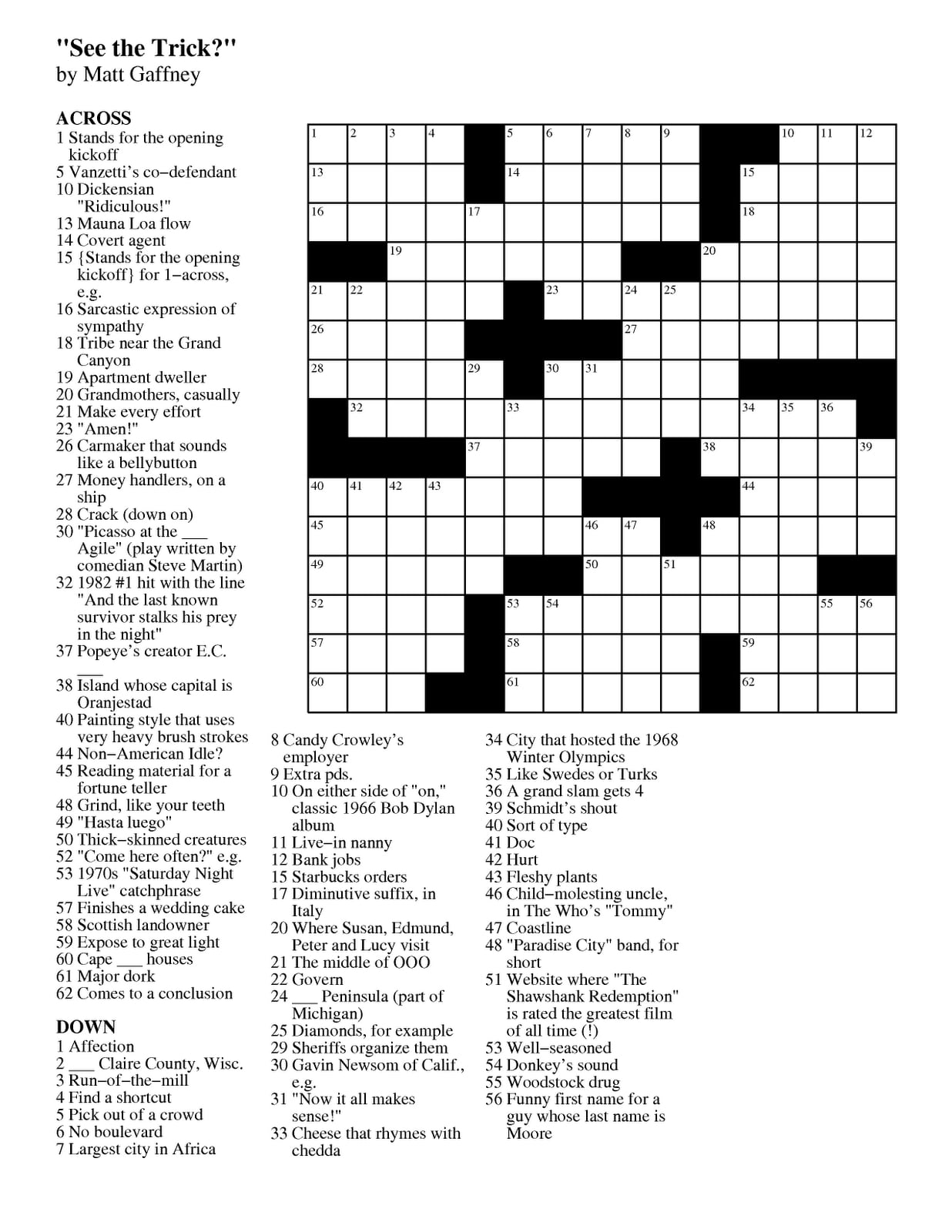 commuter crossword puzzle printable