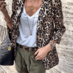 Damen Blazer Leo Print Street Fashion Animal Print Cardigan Outfits
