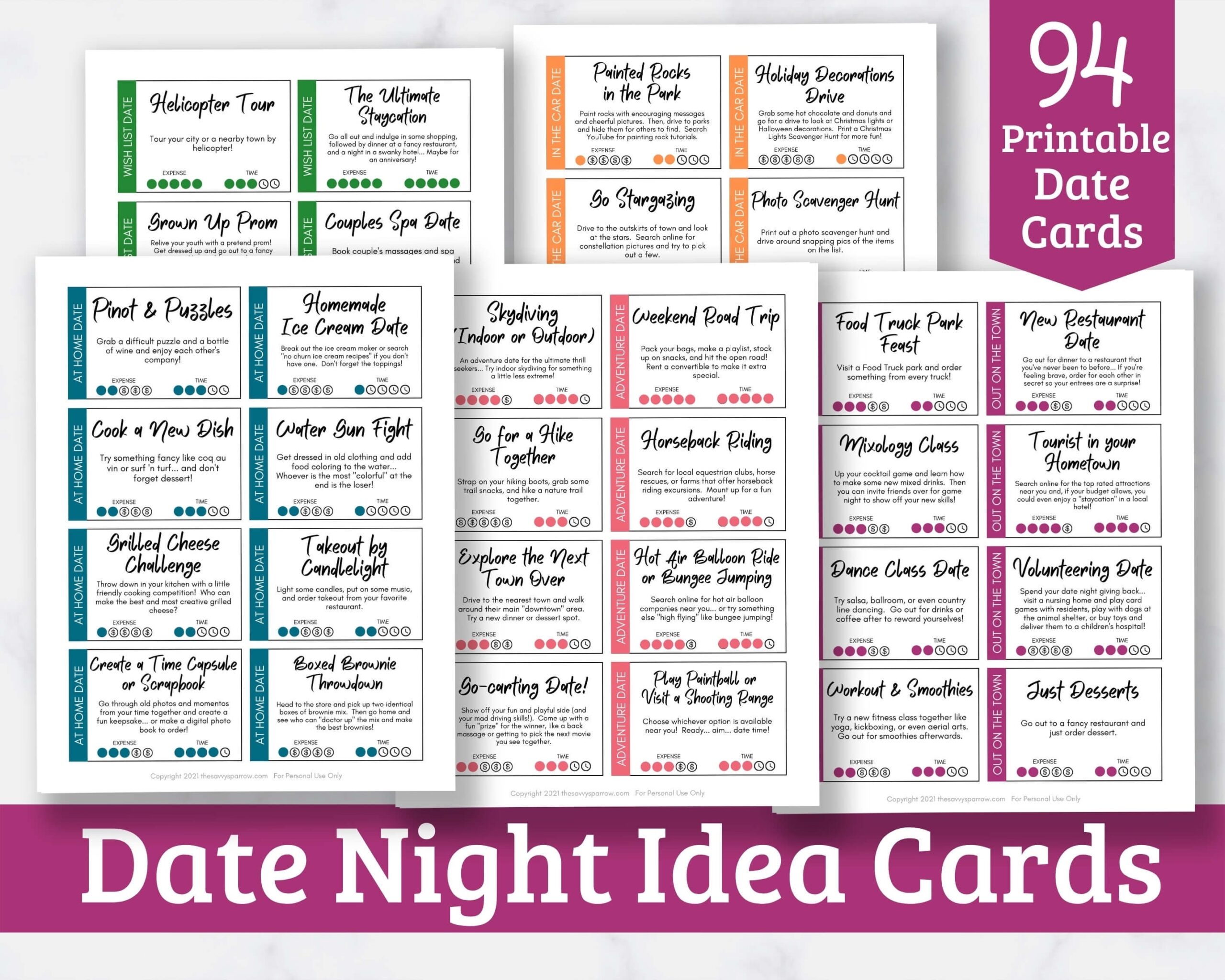 Date Night Idea Cards 94 Printable Date Cards With Awesome Etsy