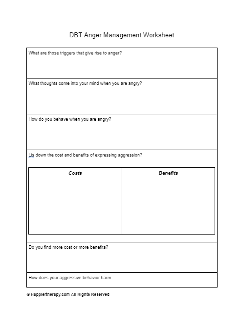 DBT Anger Management Worksheet HappierTHERAPY Worksheets Library