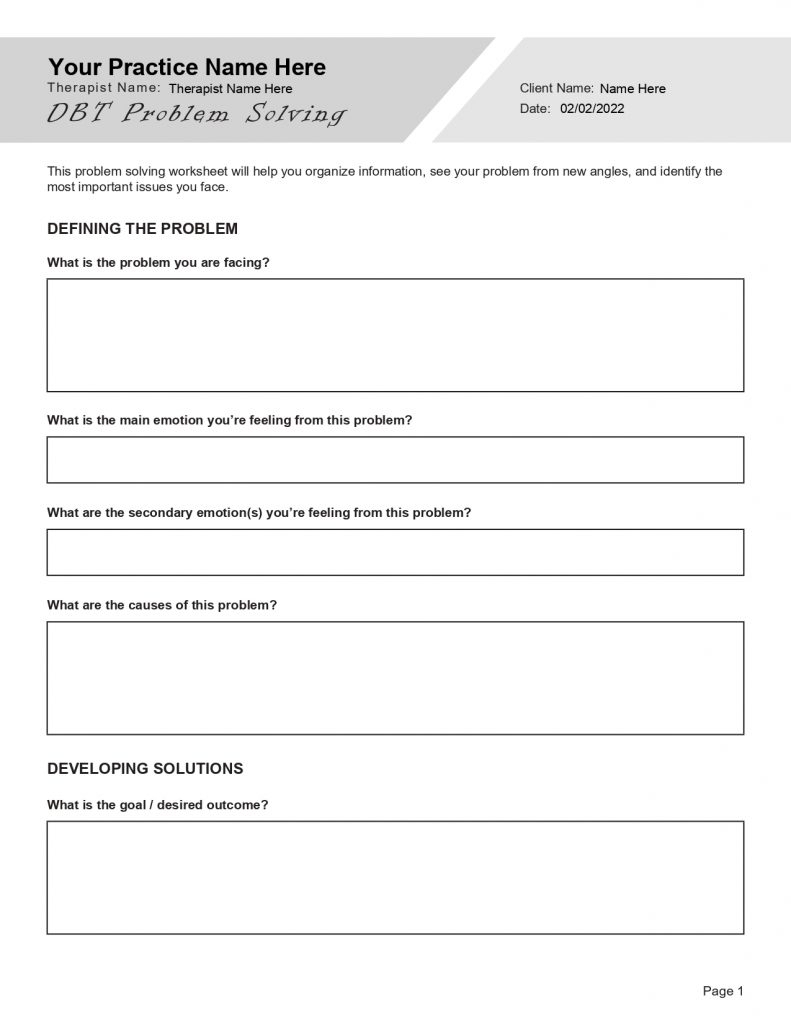 DBT Skills Worksheets Bundle PDF Templates TherapyByPro DBT Worksheets