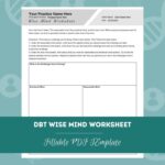 DBT Wise Mind Worksheet Editable Fillable PDF Template For Counselors