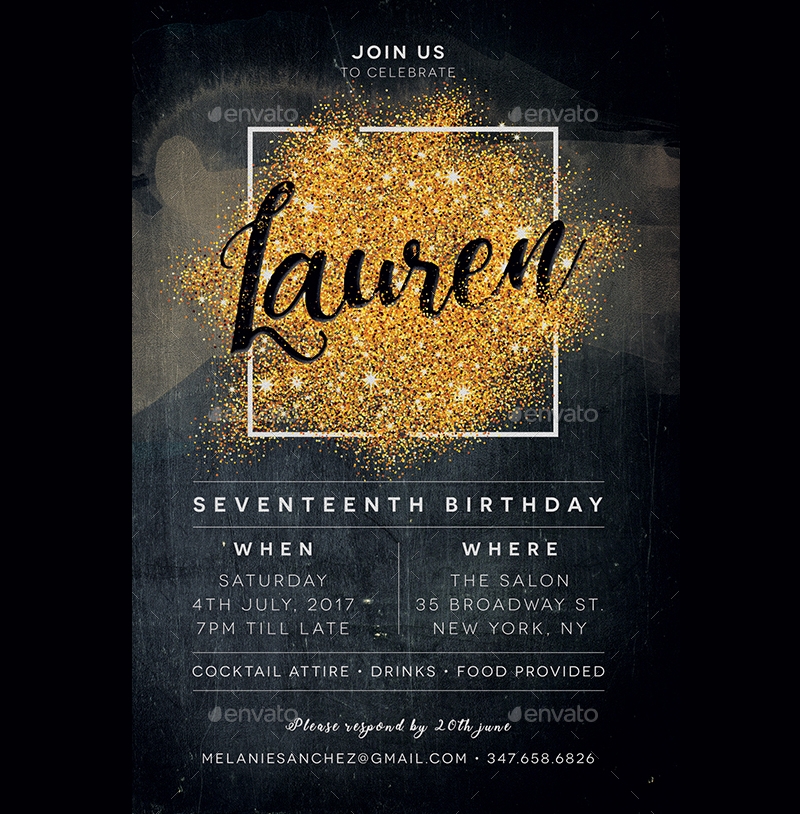 Debut Invitation Template Black And Gold Onvacationswall