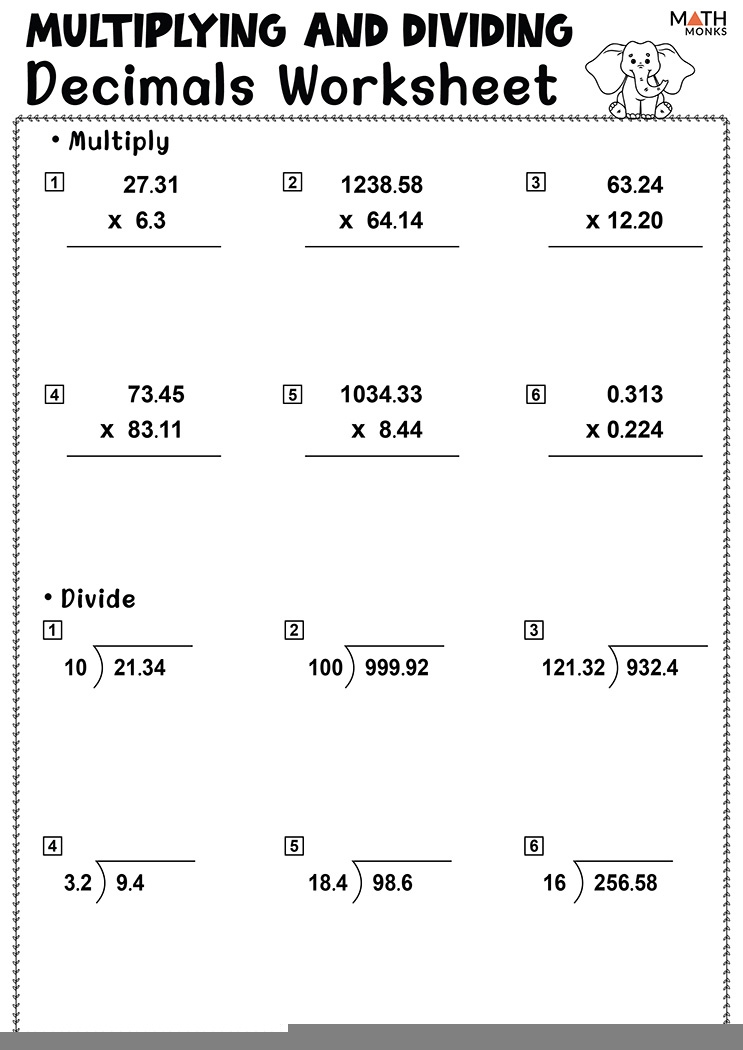 Decimal Multiplication Worksheets Multiplication Worksheets