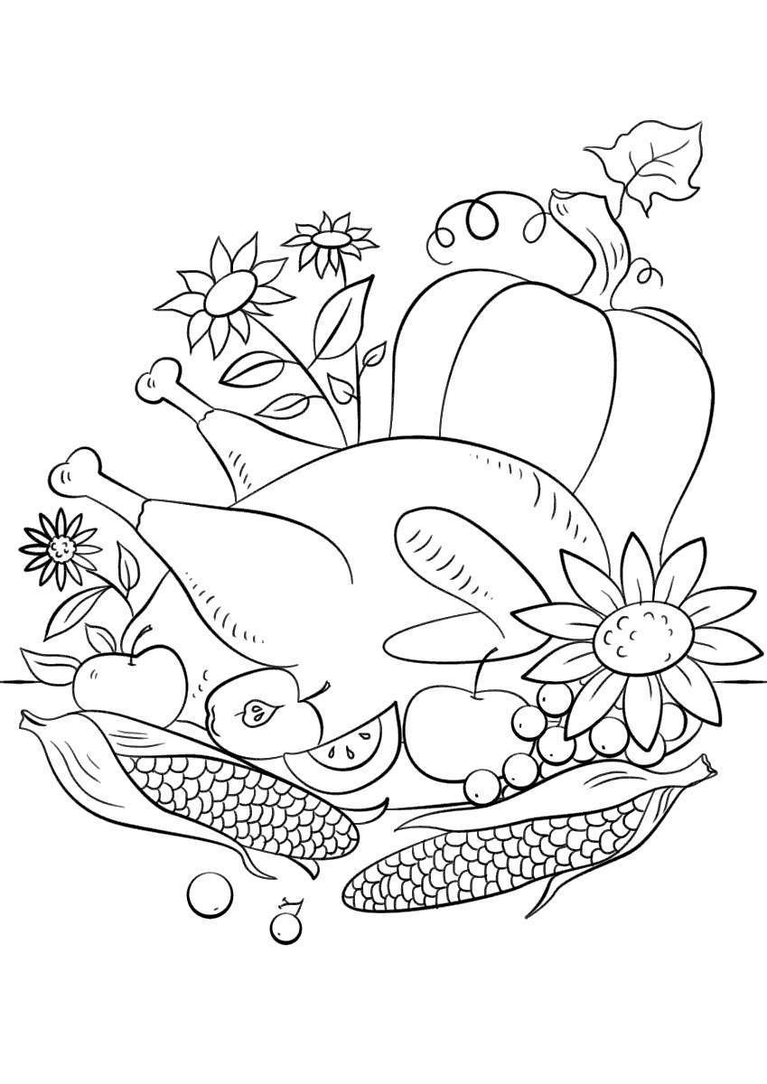 thanksgiving food coloring pages printable