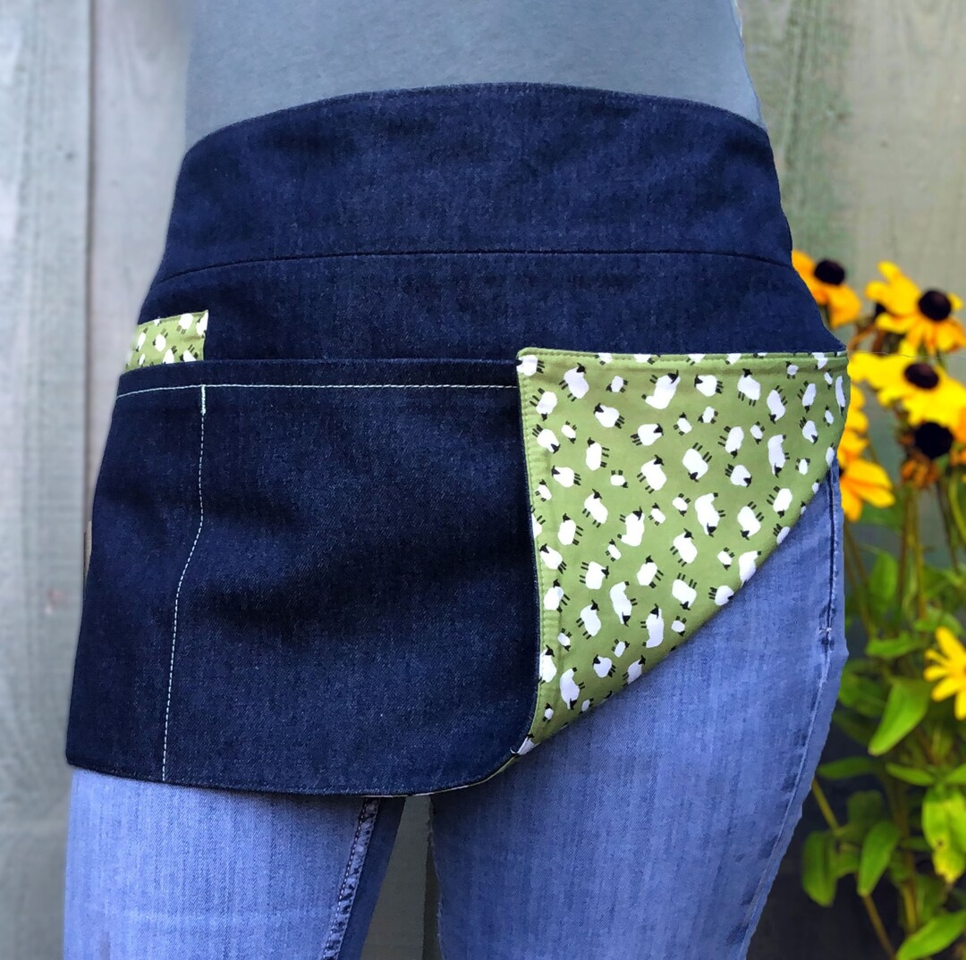 Denim Waist Apron Sheep Gardening Half Apron Craft Apron Denim Apron 