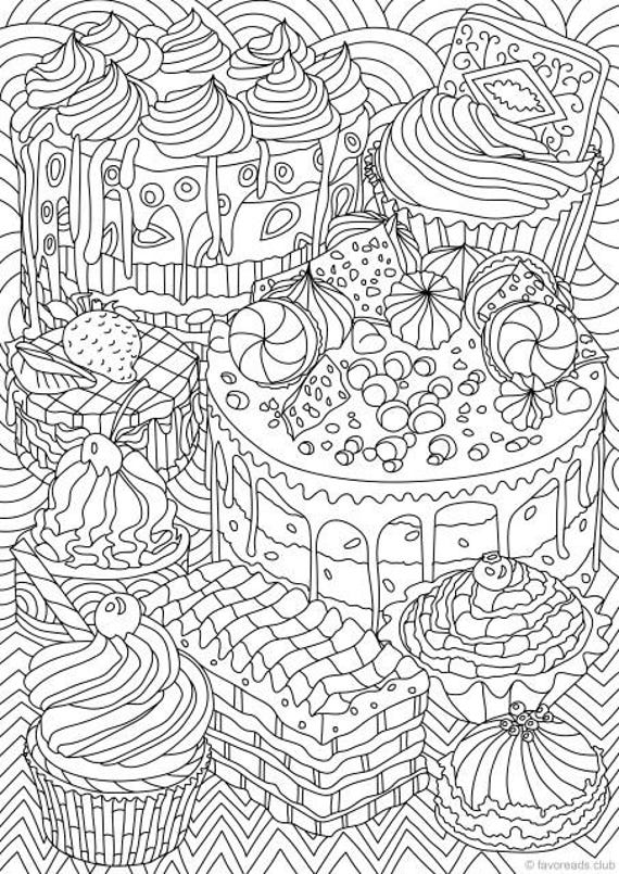 dessert food coloring pages for adults
