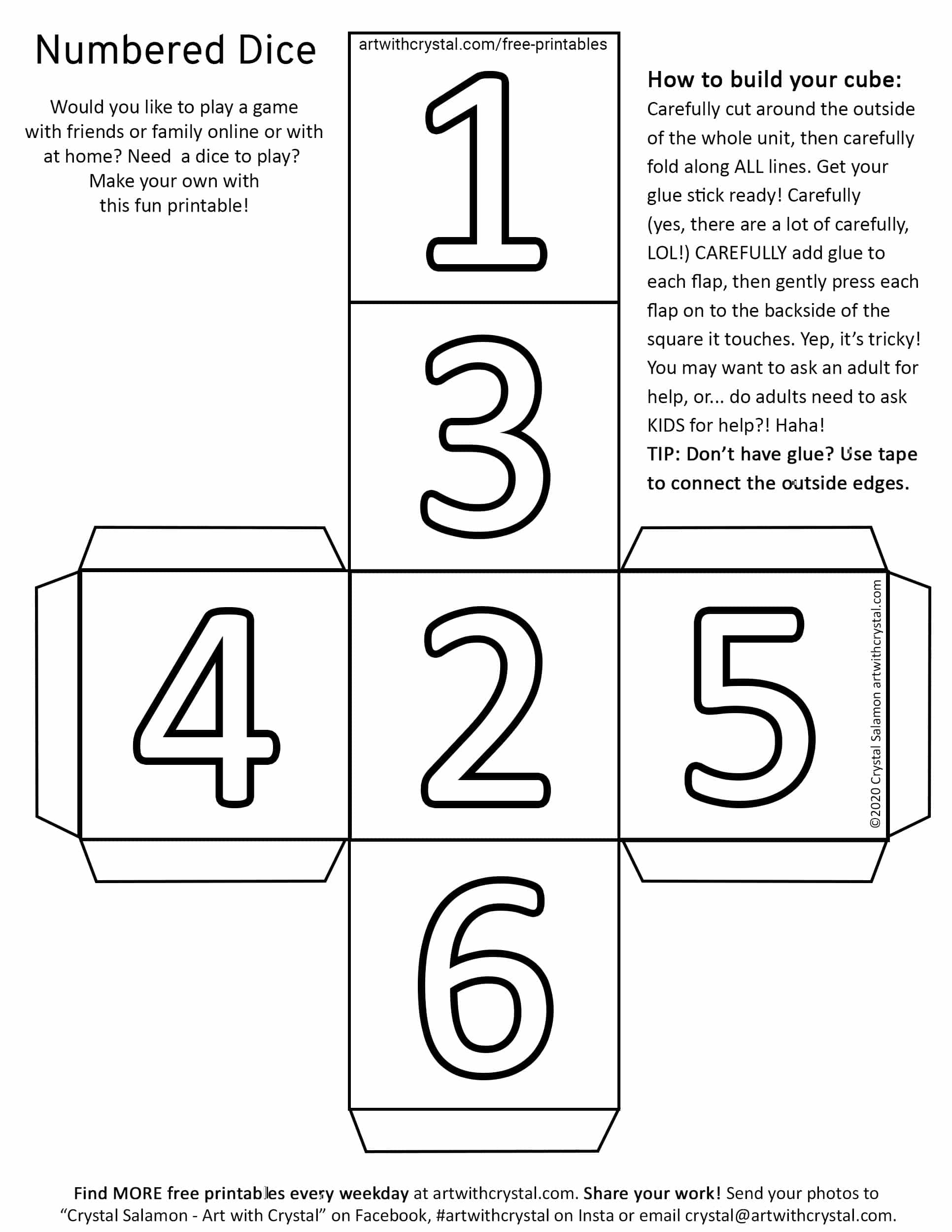 Dice O Rama FREE Printable Dice Art With Crystal