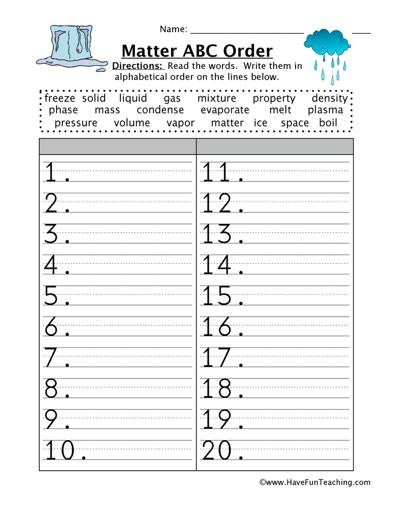 alphabetical order worksheets