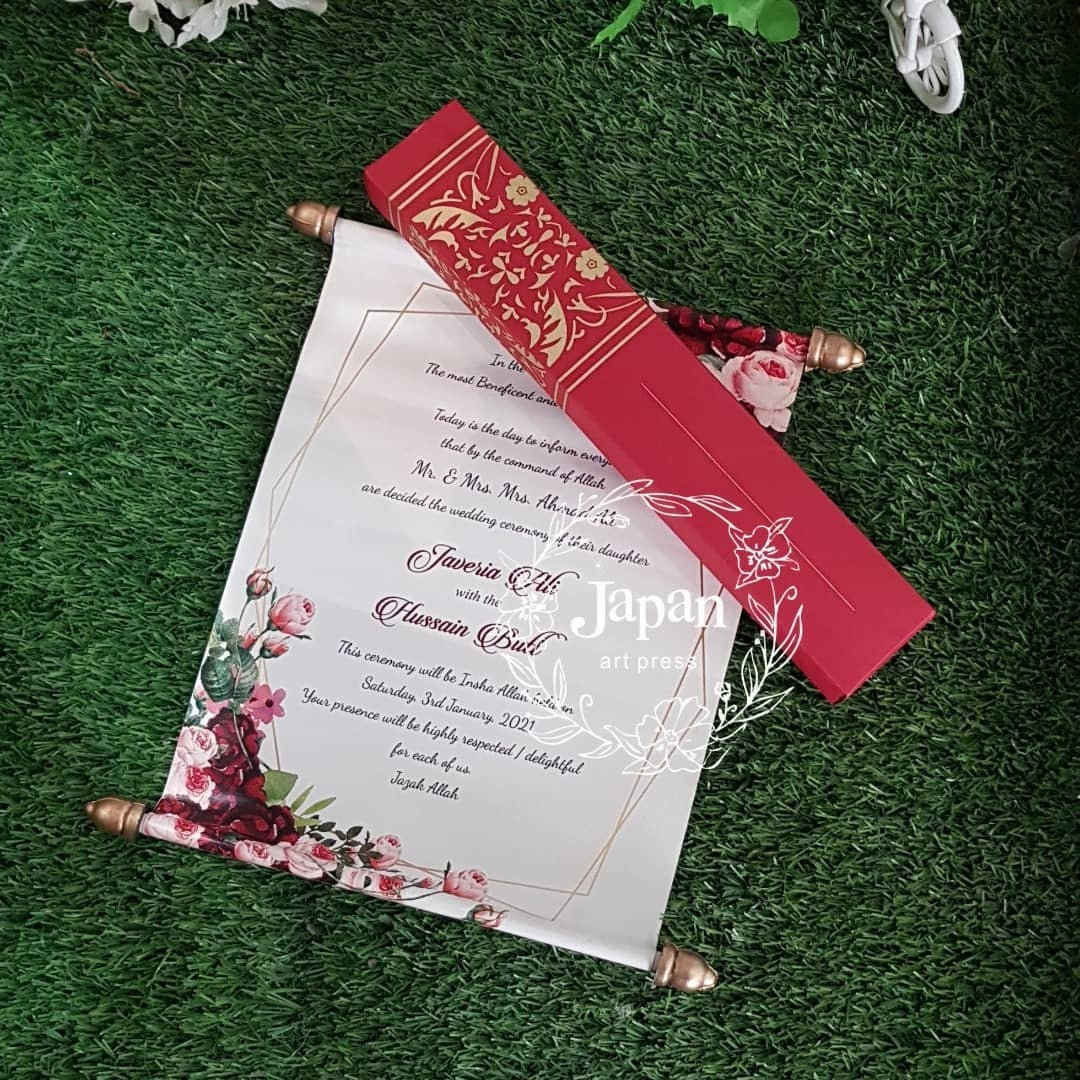 Digital Floral Scroll Invitation Card Japan Art Press