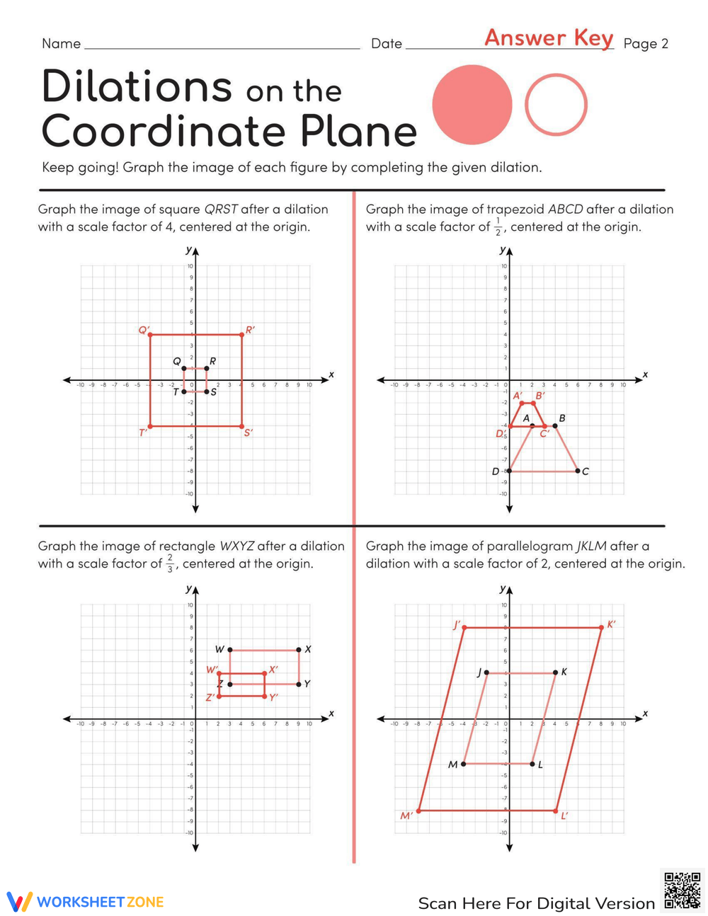 dilations worksheet