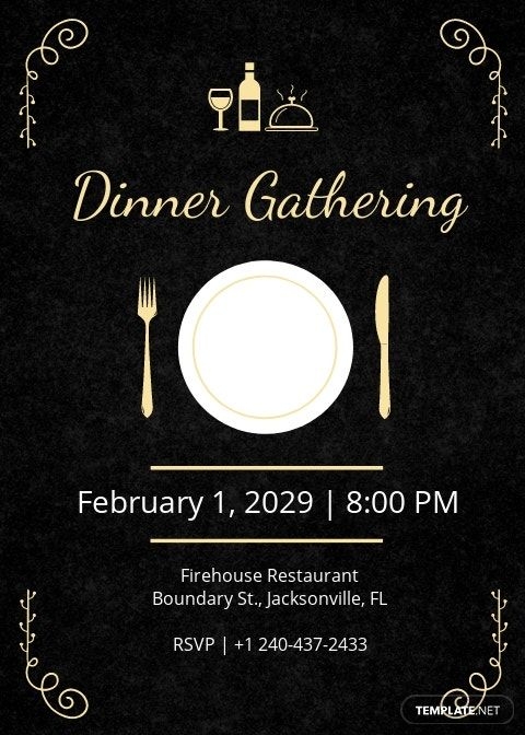 Dinner Invitation Card Template In Publisher Word PSD Download