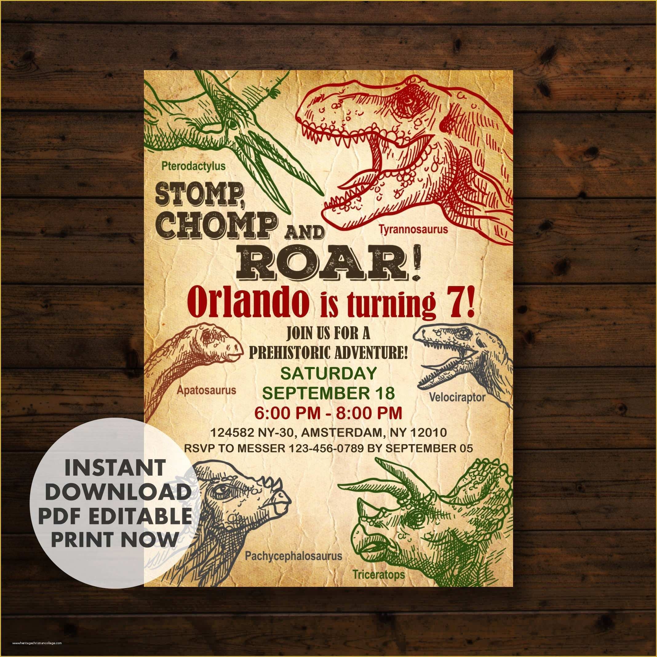 Dinosaur Birthday Invitation Template Free Of Free Dinosaur Invitation 