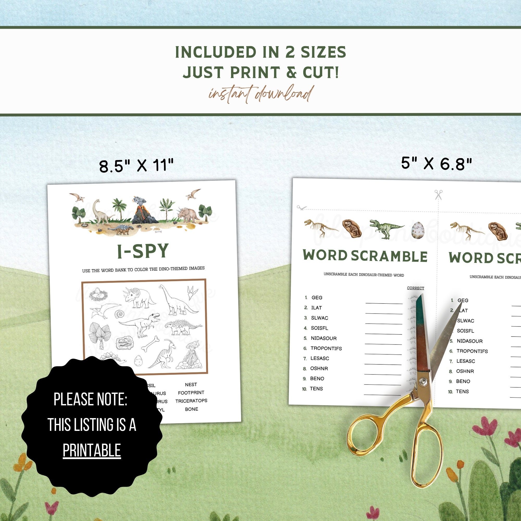 printable dinosaur games